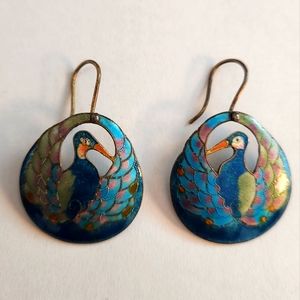 Laurel Burch cloisonne earrings - vintage
